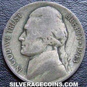 1943 S United States "Jefferson Wartime Nickel" Billon 5 Cents (Obverse)