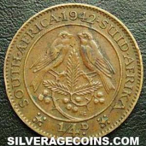 1942 George VI South African Bronze 1/4 Penny (Farthing) (Reverse)