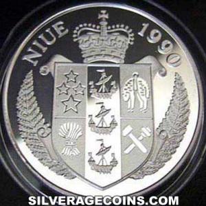 1990 Proof Elizabeth II Niuean Silver 50 Dollars (Italy 1990 World Cup) (Obverse)