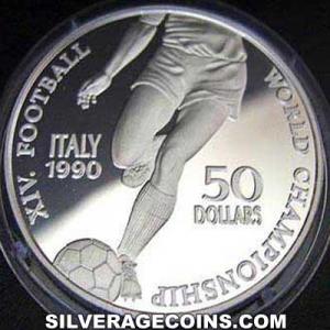1990 Proof Elizabeth II Niuean Silver 50 Dollars (Italy 1990 World Cup) (Reverse)
