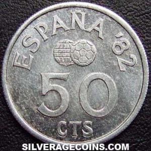 1980 (80) Juan Carlos I Spanish 50 Cents ('82 World Cup) (Reverse)