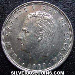 1989 Juan Carlos I Spanish 5 Pesetas (Obverse)