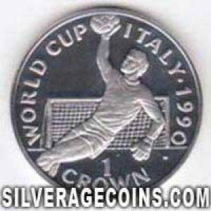 1990 Proof Elizabeth II Gibraltar Silver 1 Crown (Italy 1990)  (Reverse)