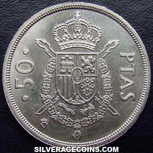 1982 Juan Carlos I Spanish 50 Pesetas (Reverse)