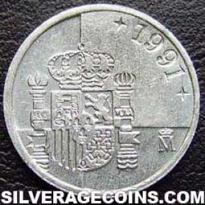 1991 Juan Carlos I Spanish Peseta (Reverse)