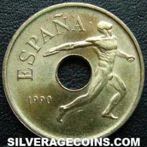 1990 Juan Carlos I Spanish 25 Pesetas ('92 Olympics: discus throw) (Obverse)
