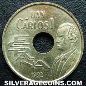 1992 Juan Carlos I Spanish 25 Pesetas ('92 Expo: Giralda) (Obverse)