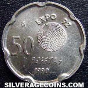 1990 Juan Carlos I Spanish 50 Pesetas ('92 Expo: La Cartuja) (Reverse)