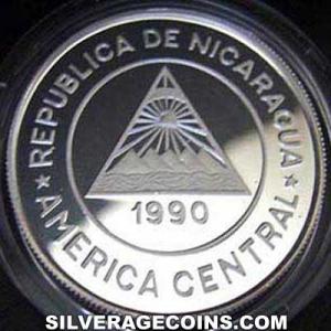 10000 Córdobas de Plata Nicaragüenses (Italia 1990) 1990 Proof (Anverso)