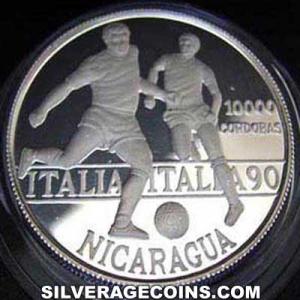 10000 Córdobas de Plata Nicaragüenses (Italia 1990) 1990 Proof (Reverso)