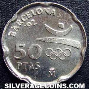1992 Juan Carlos I Spanish 50 Pesetas ('92 Olympics: La Pedrera) (Reverse)