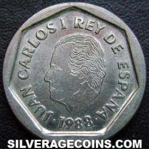 1988 Juan Carlos I Spanish 200 Pesetas (Obverse)