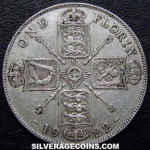 2 Chelines (Florin) de Plata Británicos de Jorge V 1922 bright (Reverso)