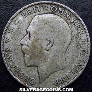 1925 George V British Silver 2 Shillings (Florin) (Obverse)