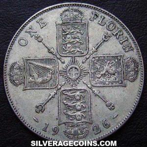 2 Chelines (Florin) de Plata Británicos de Jorge V 1926 (Reverso)