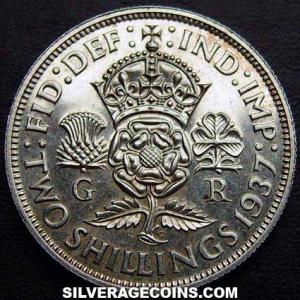 1937-1A George VI British Silver 2 Shillings (Florin) (Reverse)