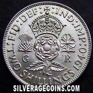 2 Chelines (Florín) de Plata Británicos de Jorge VI 1940 (Reverso)
