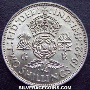 2 Chelines (Florín) de Plata Británicos de Jorge VI 1942 (Reverso)