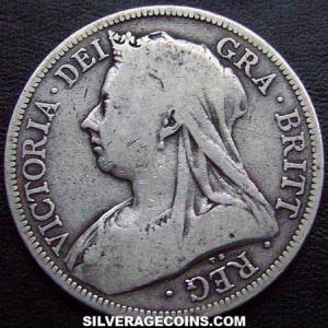 Media Corona "Widow Head" de Plata Británica de Victoria 1893 (Anverso)