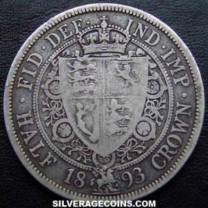 Media Corona "Widow Head" de Plata Británica de Victoria 1893 (Reverso)