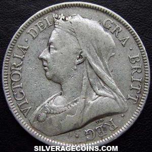 Media Corona "Widow Head" de Plata Británica de Victoria 1894 (Anverso)