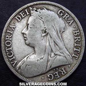 1896 Victoria British Silver "Widow Head" Half Crown (Obverse)