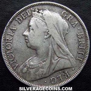 1897 Victoria British Silver "Widow Head" Half Crown (Obverse)