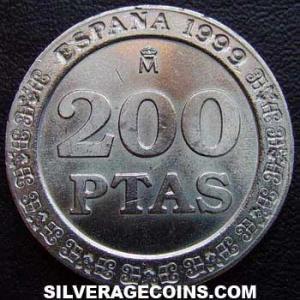1999 Juan Carlos I Spanish 200 Pesetas (Reverse)