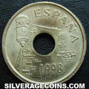 1998 Juan Carlos I Spanish 25 Pesetas (Ceuta) (Obverse)