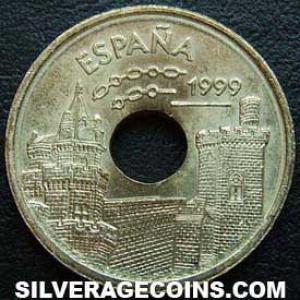1999 Juan Carlos I Spanish 25 Pesetas (Navarra) (Obverse)