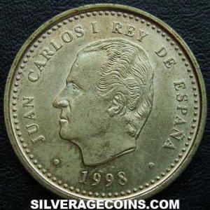 1998 lis down Juan Carlos I Spanish 100 Pesetas (Obverse)