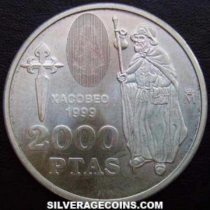 1999 Juan Carlos I Spanish Silver 2000 Pesetas (St. Jacob) (Reverse)