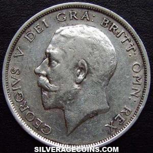 1919 small reverse George V British Silver Half Crown (Obverse)