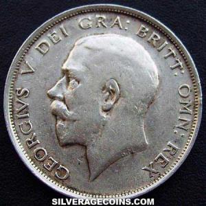 1914 George V British Silver Half Crown (Obverse)