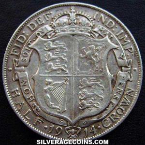 1914 George V British Silver Half Crown (Reverse)