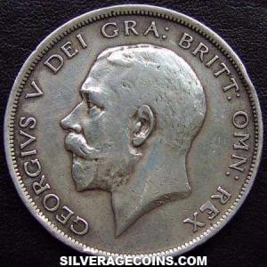 1917 George V British Silver Half Crown (Obverse)