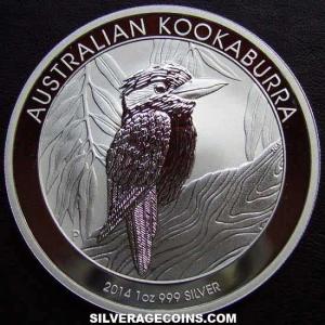 2014 P Elizabeth II Australian Dollar 1 Ounce Silver Kookaburra (Reverse)