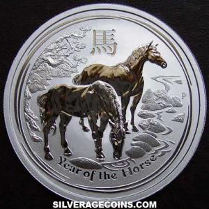2014 P Elizabeth II Australian 50 Cents 1/2 Ounce Silver (Lunar II: Horse) (Reverse)