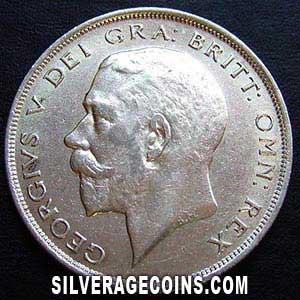 1922-3D George V British Silver Half Crown (Obverse)
