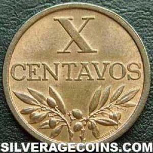 1968 Portuguese Bronze 10 Centavos (Reverse)