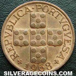 1968 Portuguese Bronze 20 Centavos (Obverse)