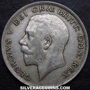 1922-3C bright George V British Silver Half Crown (Obverse)