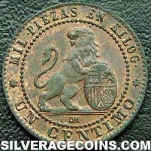 1870 OM Provisional Government Spanish Cent (Reverse)