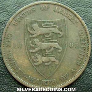 1888 Victoria Jersey Bronze 1/24 Shilling (Reverse)