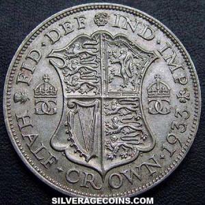 1933 large reverse George V British Silver Half Crown (Reverse)