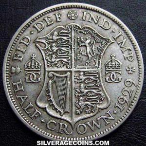 1929-1D George V British Silver Half Crown (Reverse)