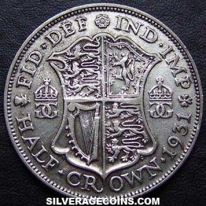 1931 George V British Silver Half Crown (Reverse)