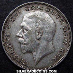 1934 George V British Silver Half Crown (Obverse)