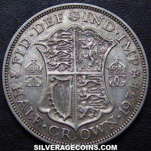 1934 George V British Silver Half Crown (Reverse)