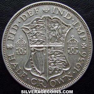 1936 George V British Silver Half Crown (Reverse)